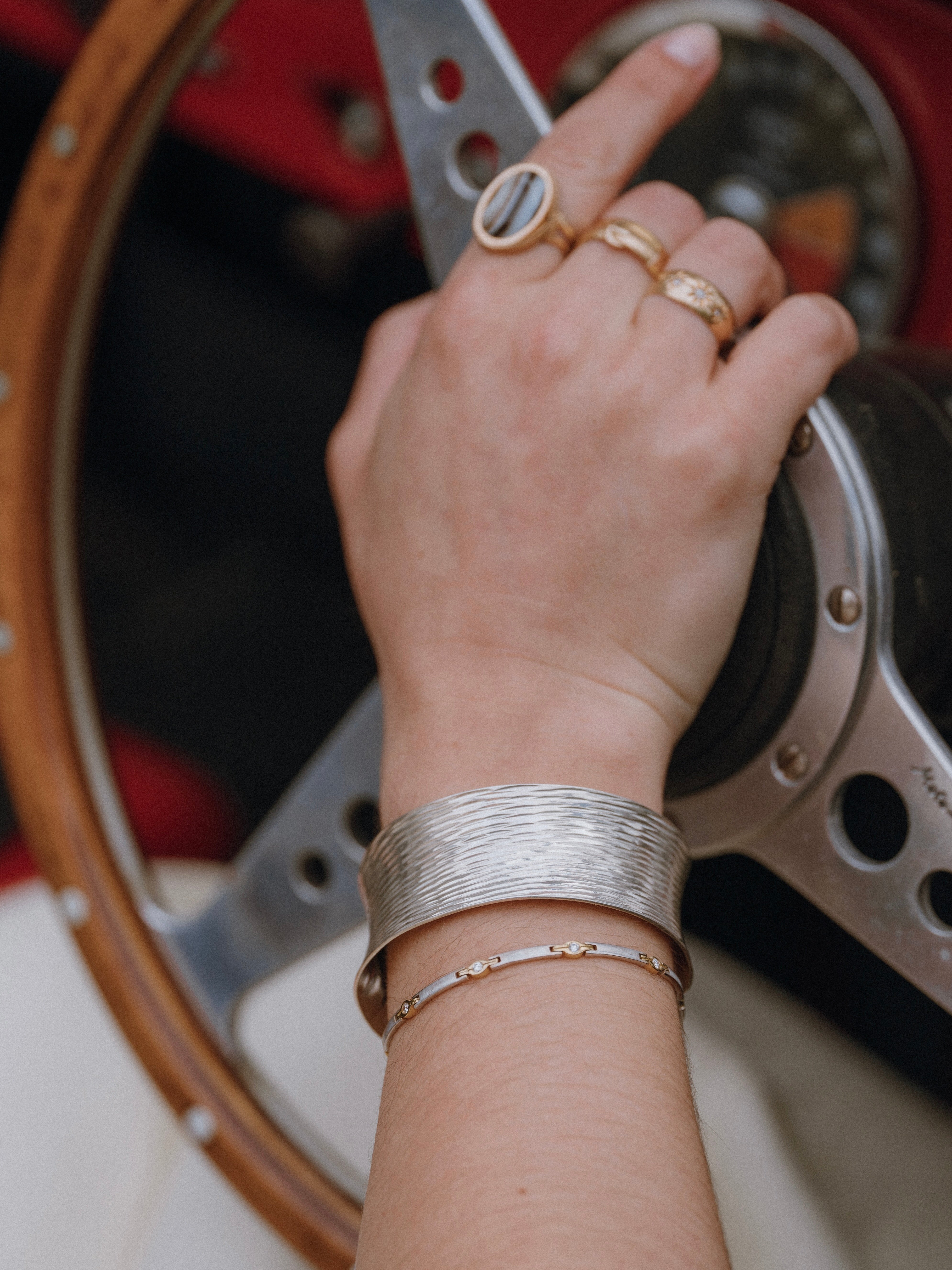 Textured Silver Cuff Bracelet