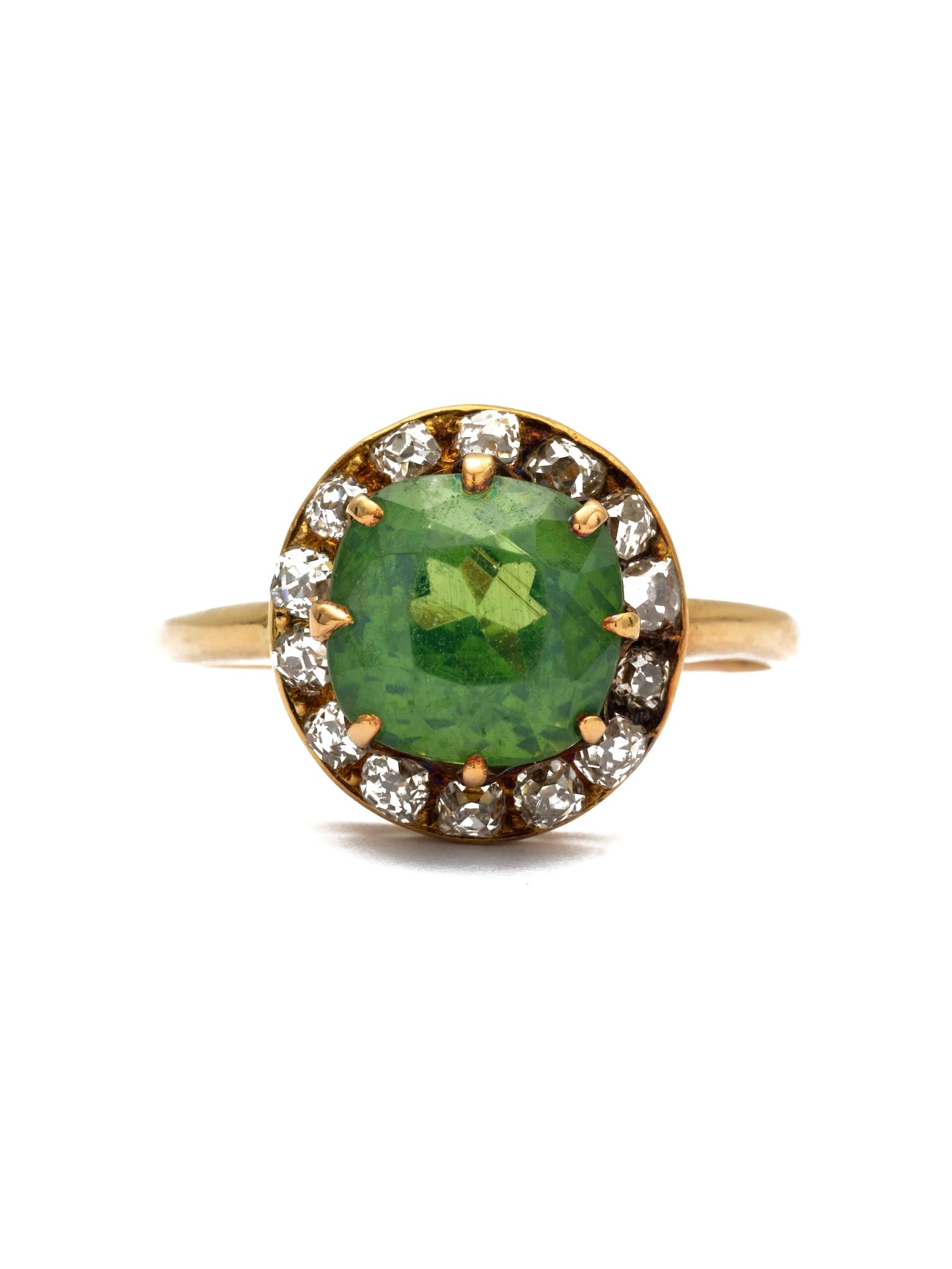 Victorian Green Zircon & Diamond Ring