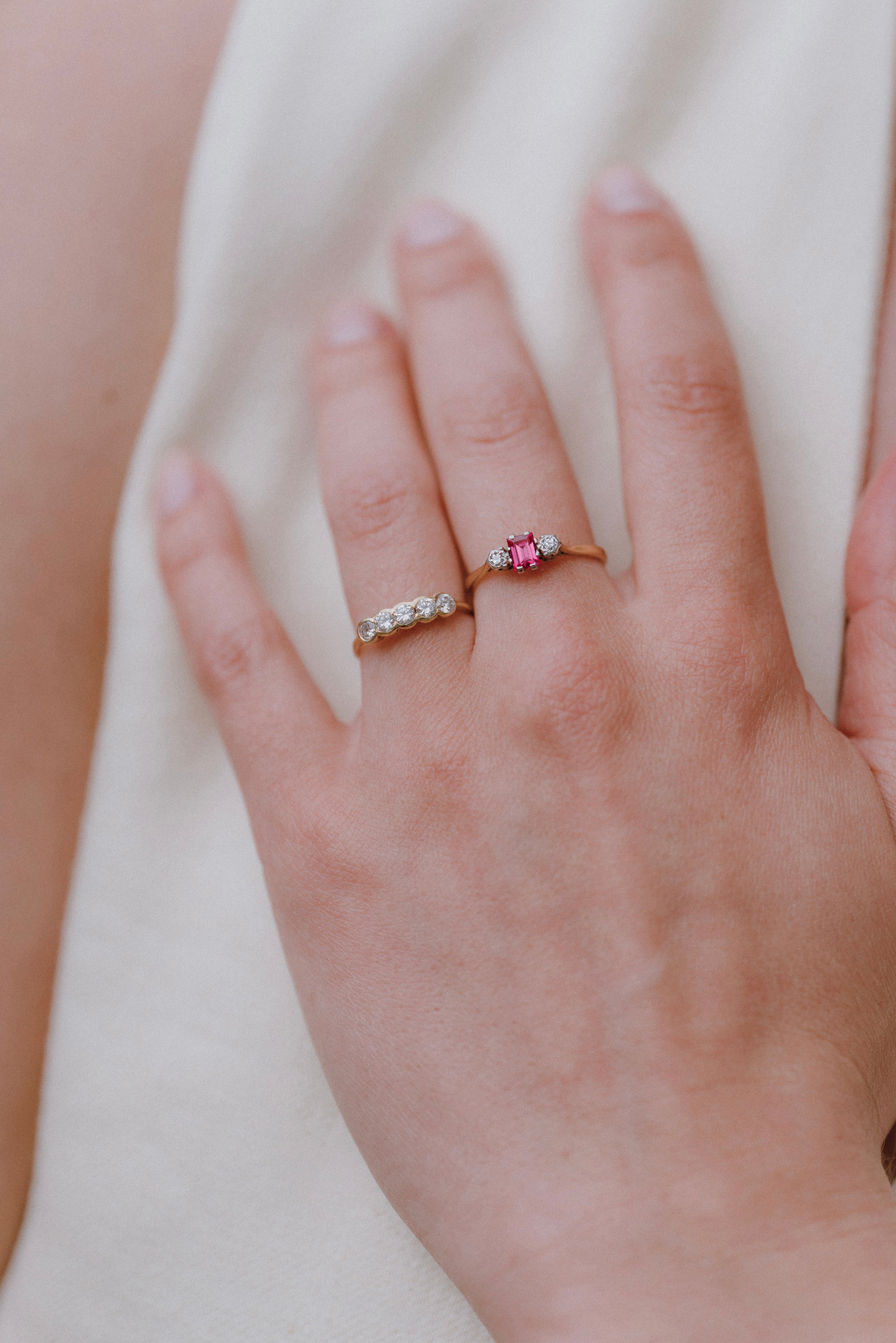 Vintage Diamond Half Hoop Ring