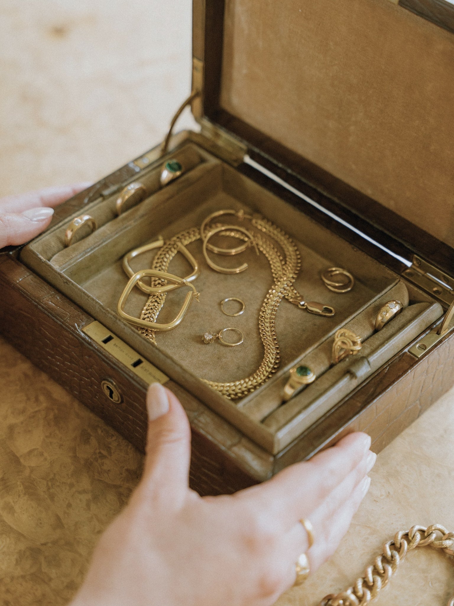 Vintage Leather Croc Box