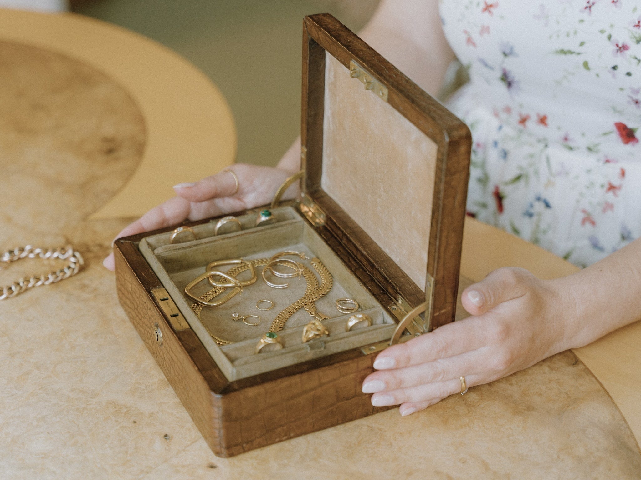 Vintage Leather Croc Box