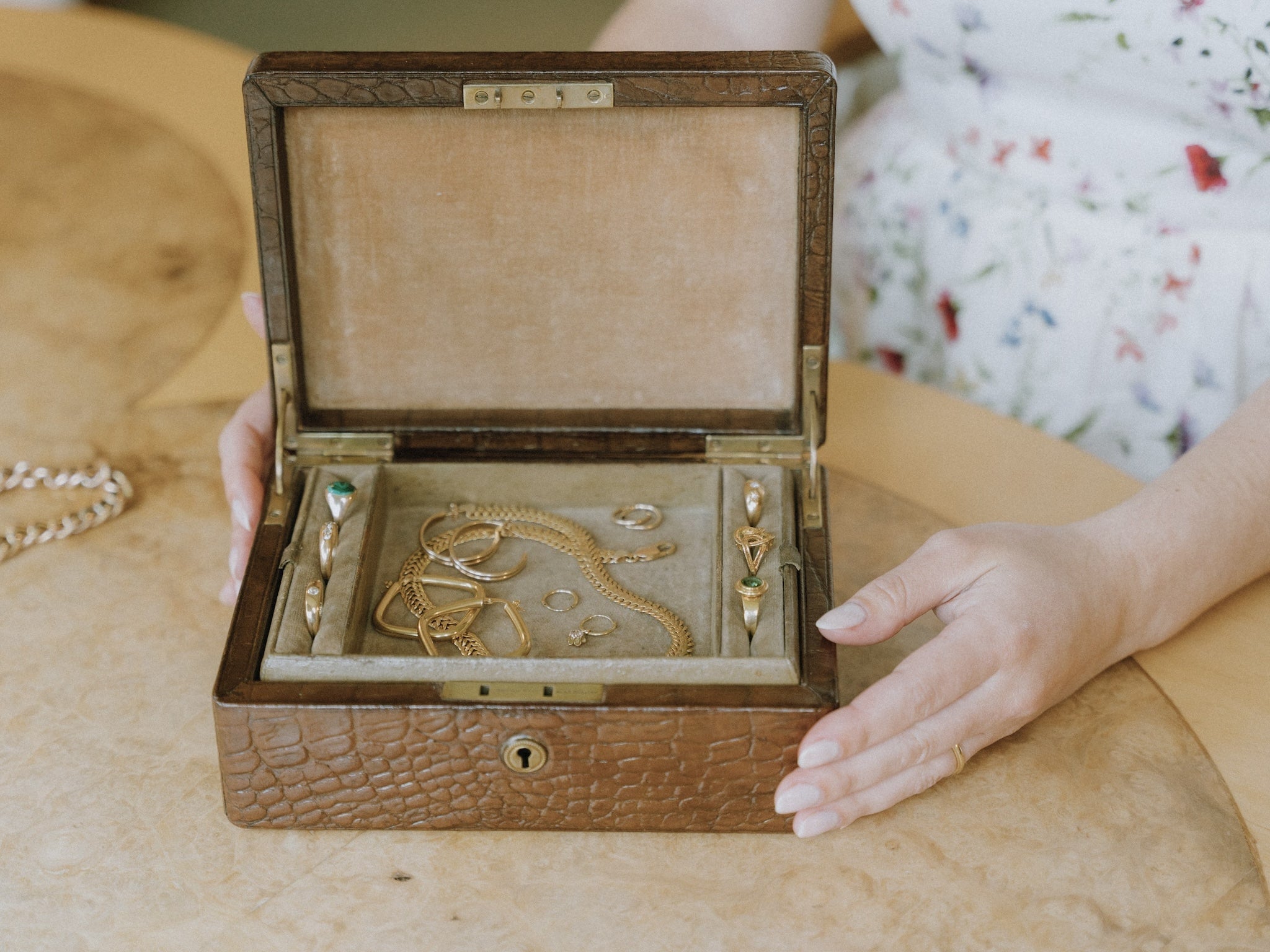 Vintage Leather Croc Box