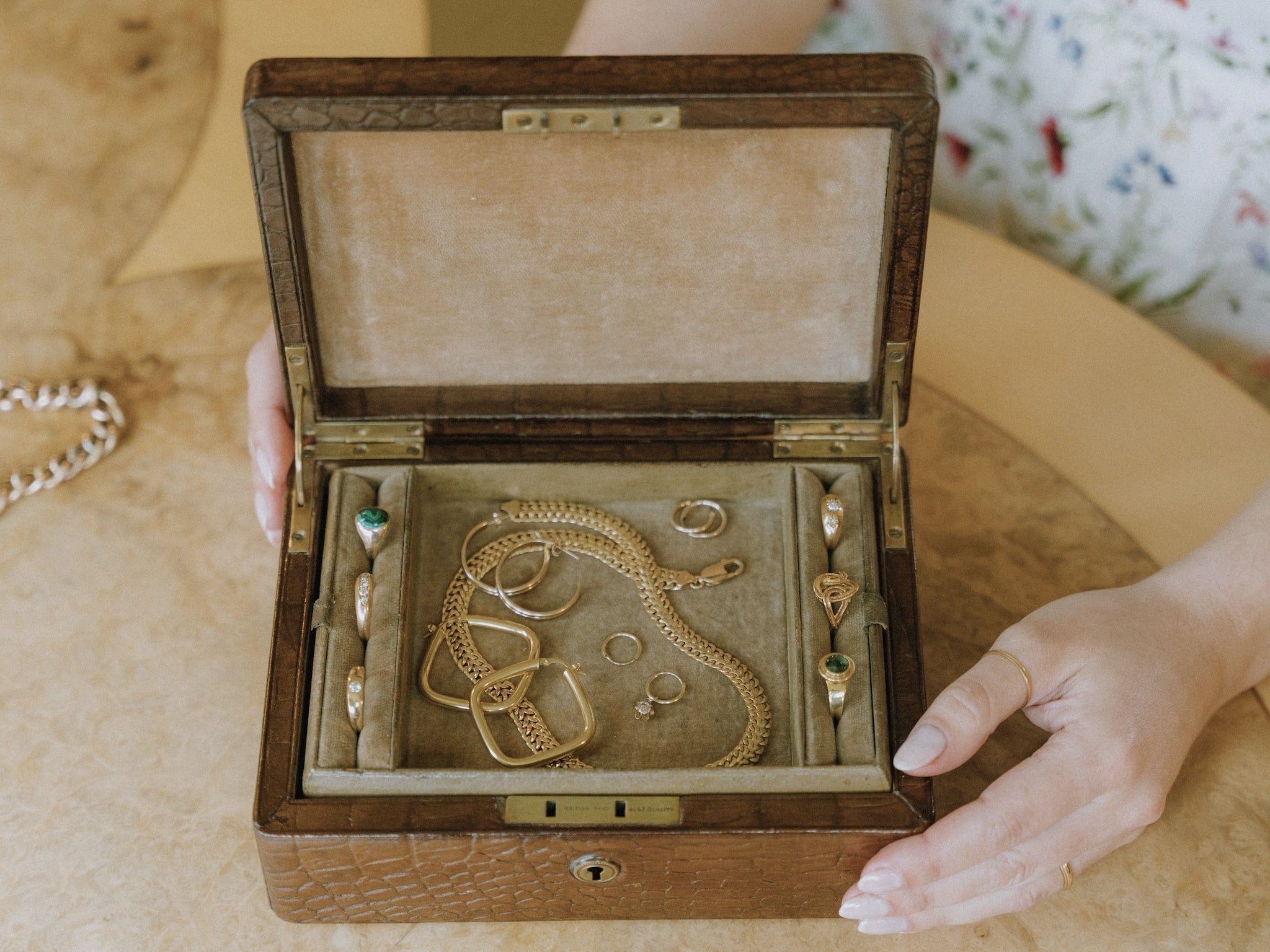 Vintage Leather Croc Box