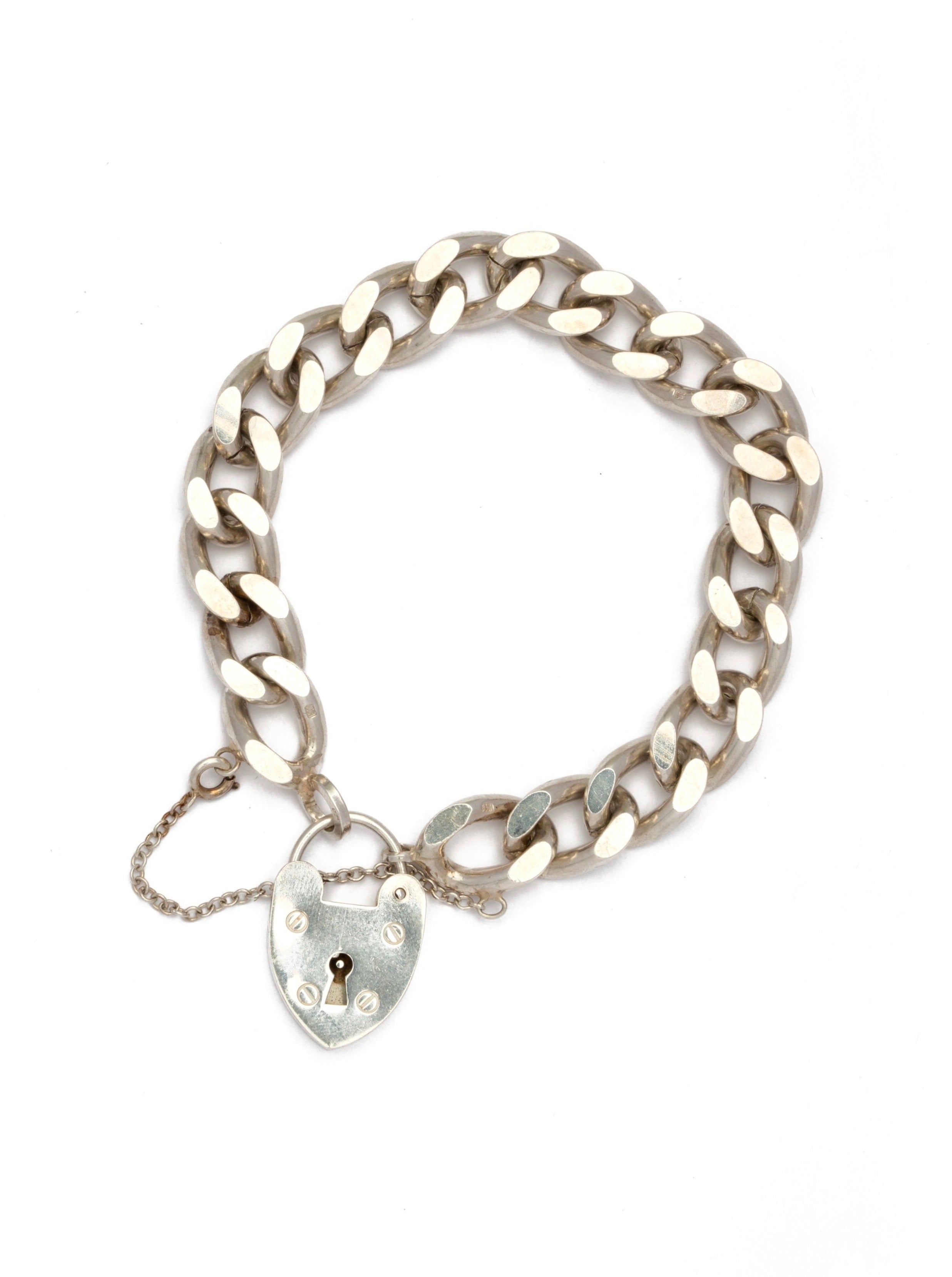 Vintage Silver Curb & Lock Bracelet