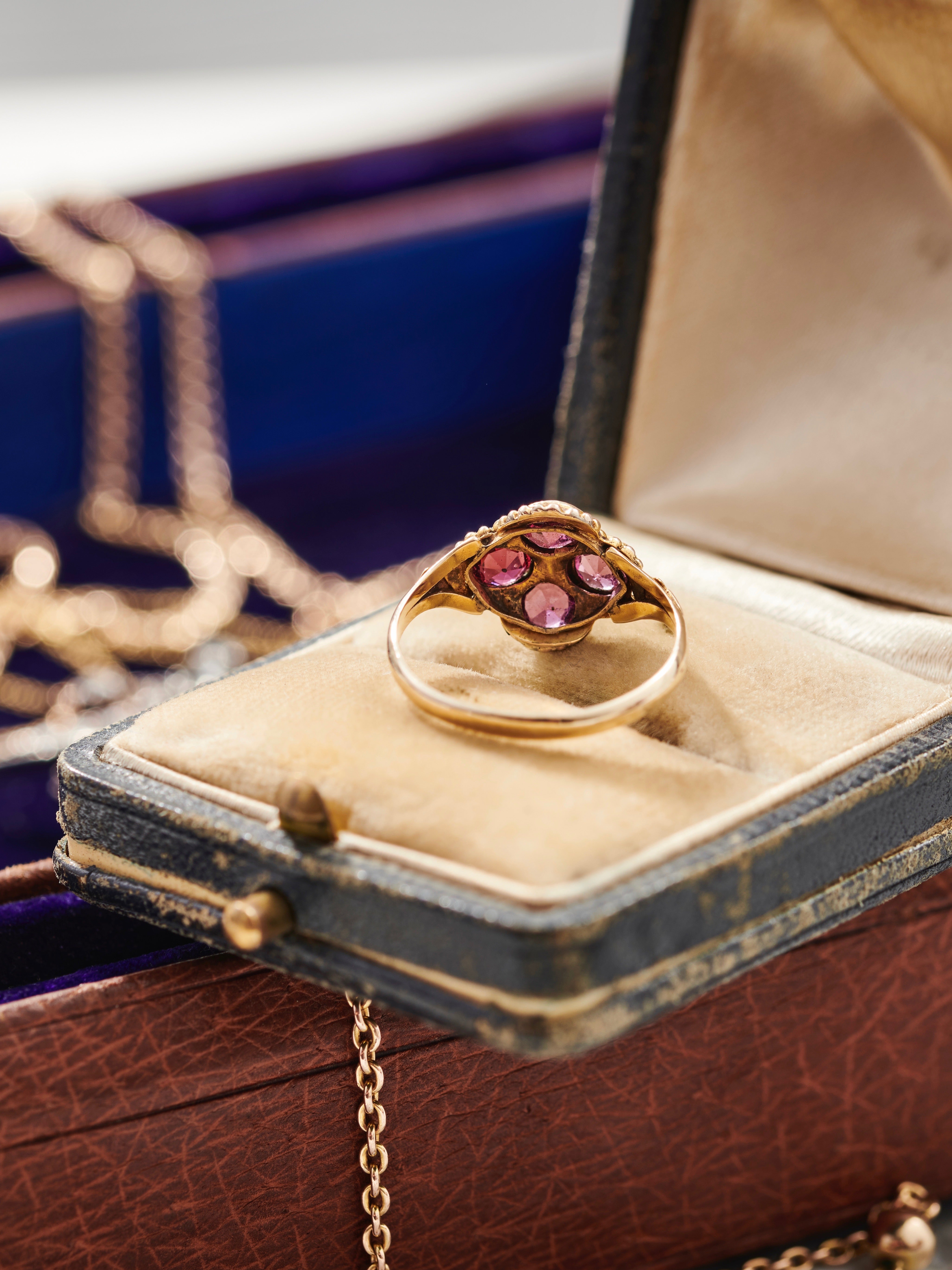 Victorian Floral Garnet Ring